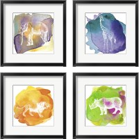 Framed Color Spot Safari Animals 4 Piece Framed Art Print Set