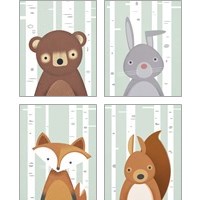 Framed 'Forest Animal 4 Piece Art Print Set' border=
