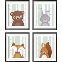 Framed 'Forest Animal 4 Piece Framed Art Print Set' border=