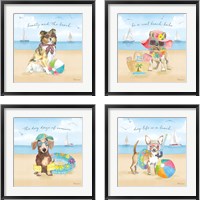 Framed 'Summer Paws 4 Piece Framed Art Print Set' border=