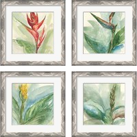 Framed 'Exotic Flower 4 Piece Framed Art Print Set' border=