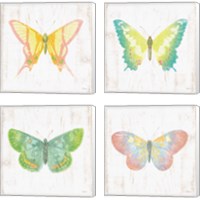 Framed 'White Barn Butterflies 4 Piece Canvas Print Set' border=