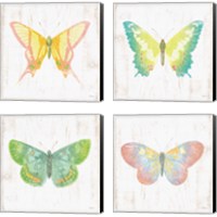 Framed 'White Barn Butterflies 4 Piece Canvas Print Set' border=