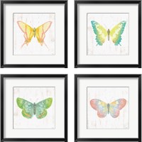 Framed White Barn Butterflies 4 Piece Framed Art Print Set