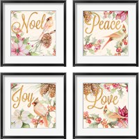 Framed Christmas Cardinal 4 Piece Framed Art Print Set