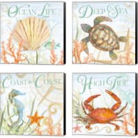 Framed Ocean Life 4 Piece Canvas Print Set