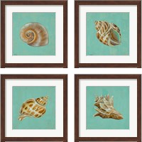 Framed 'Ocean's Gift 4 Piece Framed Art Print Set' border=