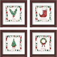 Framed 'Geometric Christmas 4 Piece Framed Art Print Set' border=