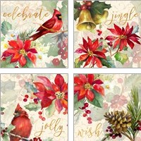Framed Holiday Wishes 4 Piece Art Print Set