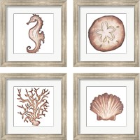 Framed 'Coastal Icon Coral 4 Piece Framed Art Print Set' border=