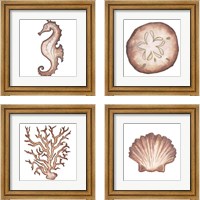 Framed 'Coastal Icon Coral 4 Piece Framed Art Print Set' border=