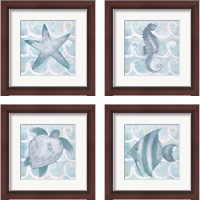 Framed Azure Sea Creatures  4 Piece Framed Art Print Set