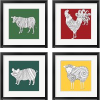 Framed Ornate Farm  4 Piece Framed Art Print Set