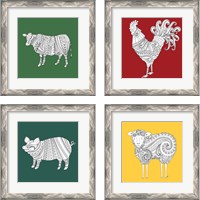 Framed 'Ornate Farm  4 Piece Framed Art Print Set' border=