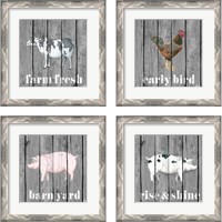 Framed 'Wood Farm Grey  4 Piece Framed Art Print Set' border=