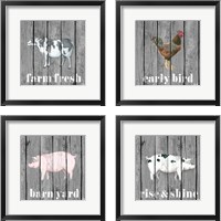 Framed Wood Farm Grey  4 Piece Framed Art Print Set