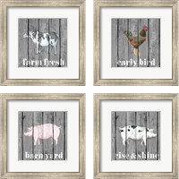 Framed 'Wood Farm Grey  4 Piece Framed Art Print Set' border=