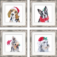 Framed 'Holiday Dog 4 Piece Framed Art Print Set' border=