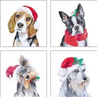 Framed 'Holiday Dog 4 Piece Art Print Set' border=