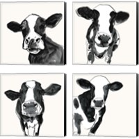 Framed 'Cow Contour 4 Piece Canvas Print Set' border=