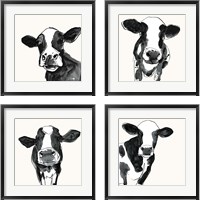 Framed 'Cow Contour 4 Piece Framed Art Print Set' border=