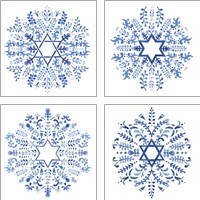 Framed 'Indigo Hanukkah 4 Piece Art Print Set' border=