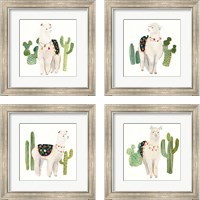 Framed 'Sweet Alpaca 4 Piece Framed Art Print Set' border=