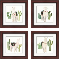 Framed 'Sweet Alpaca 4 Piece Framed Art Print Set' border=