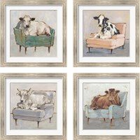 Framed 'Moo-ving In 4 Piece Framed Art Print Set' border=