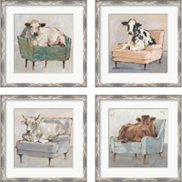 Framed 'Moo-ving In 4 Piece Framed Art Print Set' border=