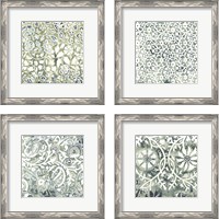 Framed 'Flower Stone Tile 4 Piece Framed Art Print Set' border=