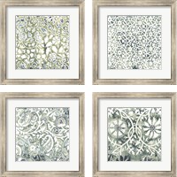 Framed 'Flower Stone Tile 4 Piece Framed Art Print Set' border=