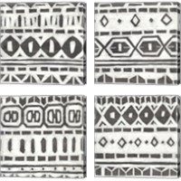 Framed 'Tribal Textile 4 Piece Canvas Print Set' border=