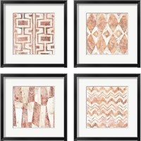 Framed 'Red Earth Textile 4 Piece Framed Art Print Set' border=