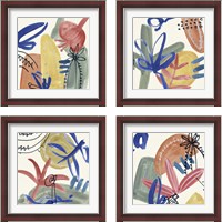 Framed 'Sunburst Abstract 4 Piece Framed Art Print Set' border=