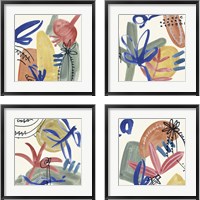 Framed 'Sunburst Abstract 4 Piece Framed Art Print Set' border=