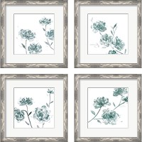 Framed 'Traces of Flowers 4 Piece Framed Art Print Set' border=