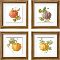 Framed Floursack Autumn on White 4 Piece Framed Art Print Set