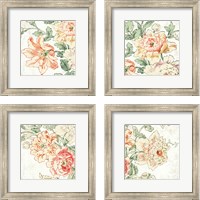 Framed 'Cottage Roses 4 Piece Framed Art Print Set' border=