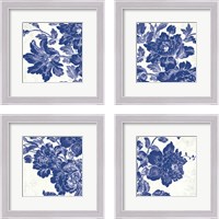 Framed 'Toile Roses 4 Piece Framed Art Print Set' border=