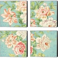 Framed 'Cottage Roses Bright 4 Piece Canvas Print Set' border=