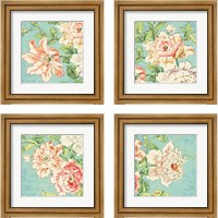 Framed Cottage Roses Bright 4 Piece Framed Art Print Set