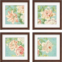 Framed 'Cottage Roses Bright 4 Piece Framed Art Print Set' border=