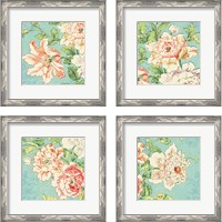 Framed 'Cottage Roses Bright 4 Piece Framed Art Print Set' border=