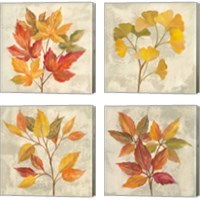 Framed 'November Leaves 4 Piece Canvas Print Set' border=