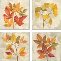 Framed 'November Leaves 4 Piece Art Print Set' border=