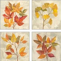 Framed November Leaves 4 Piece Art Print Set