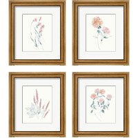 Framed 'Flowers on White Contemporary Bright 4 Piece Framed Art Print Set' border=