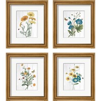 Framed 'Botanical Bouquet on Wood 4 Piece Framed Art Print Set' border=