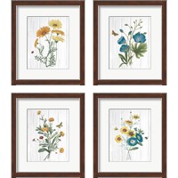 Framed Botanical Bouquet on Wood 4 Piece Framed Art Print Set